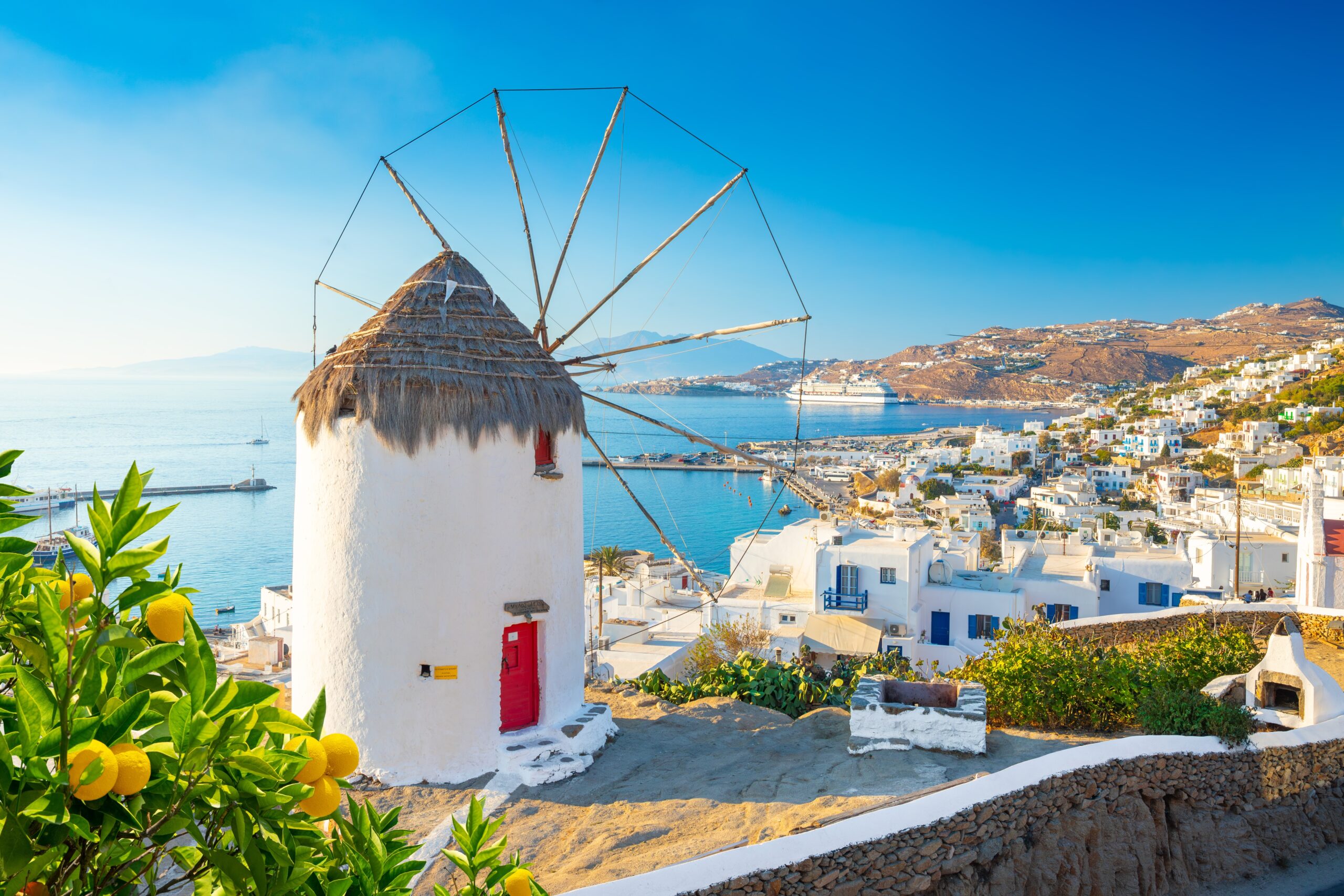 Famous,Mykonos,Town,Windmills,,Mykonos,Island,,Cyclades,,Greece