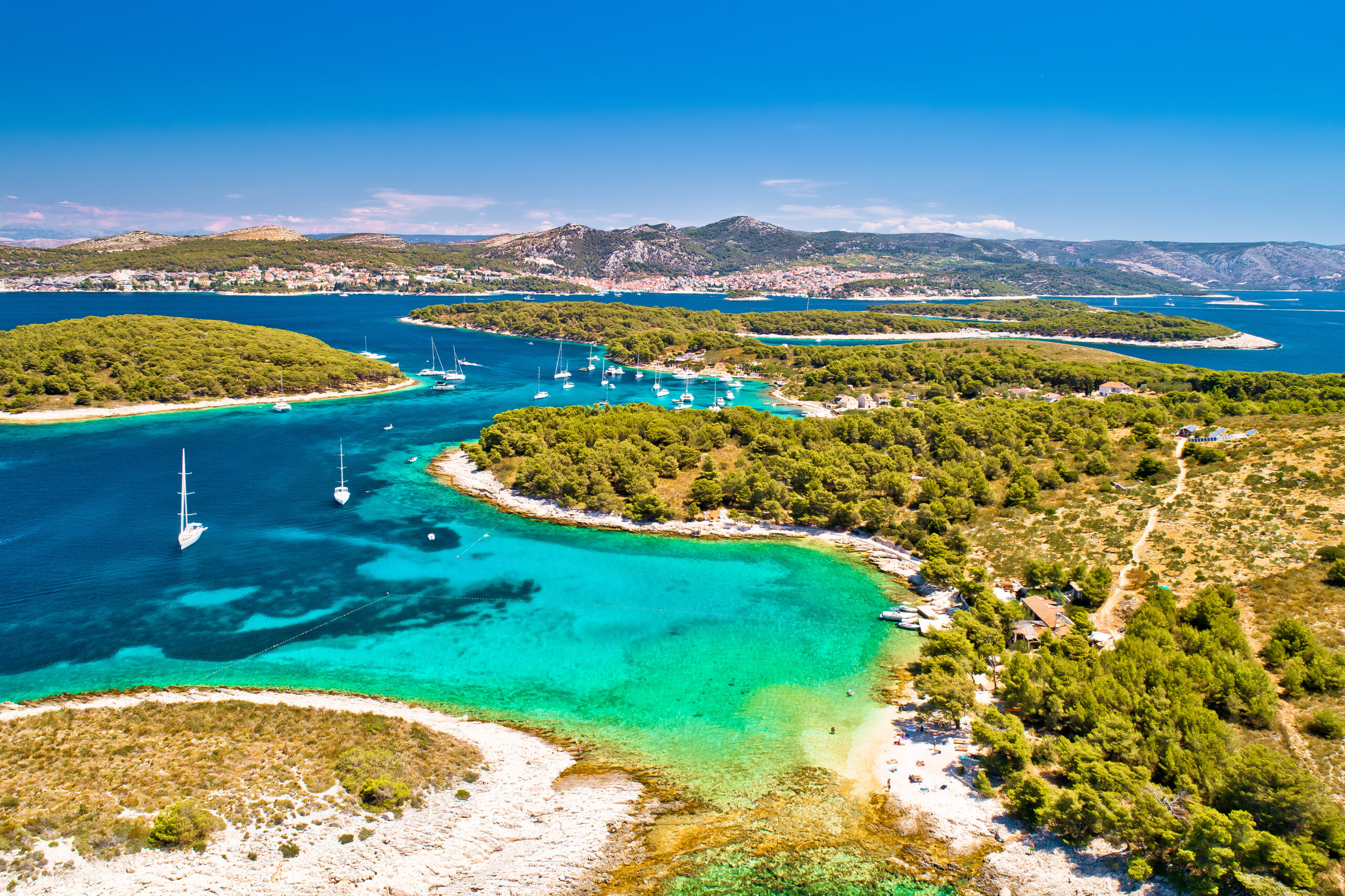 Pakleni,Otoci,Sailing,Destination,Arcipelago,Aerial,View,,Hvar,Island,,Dalmatia