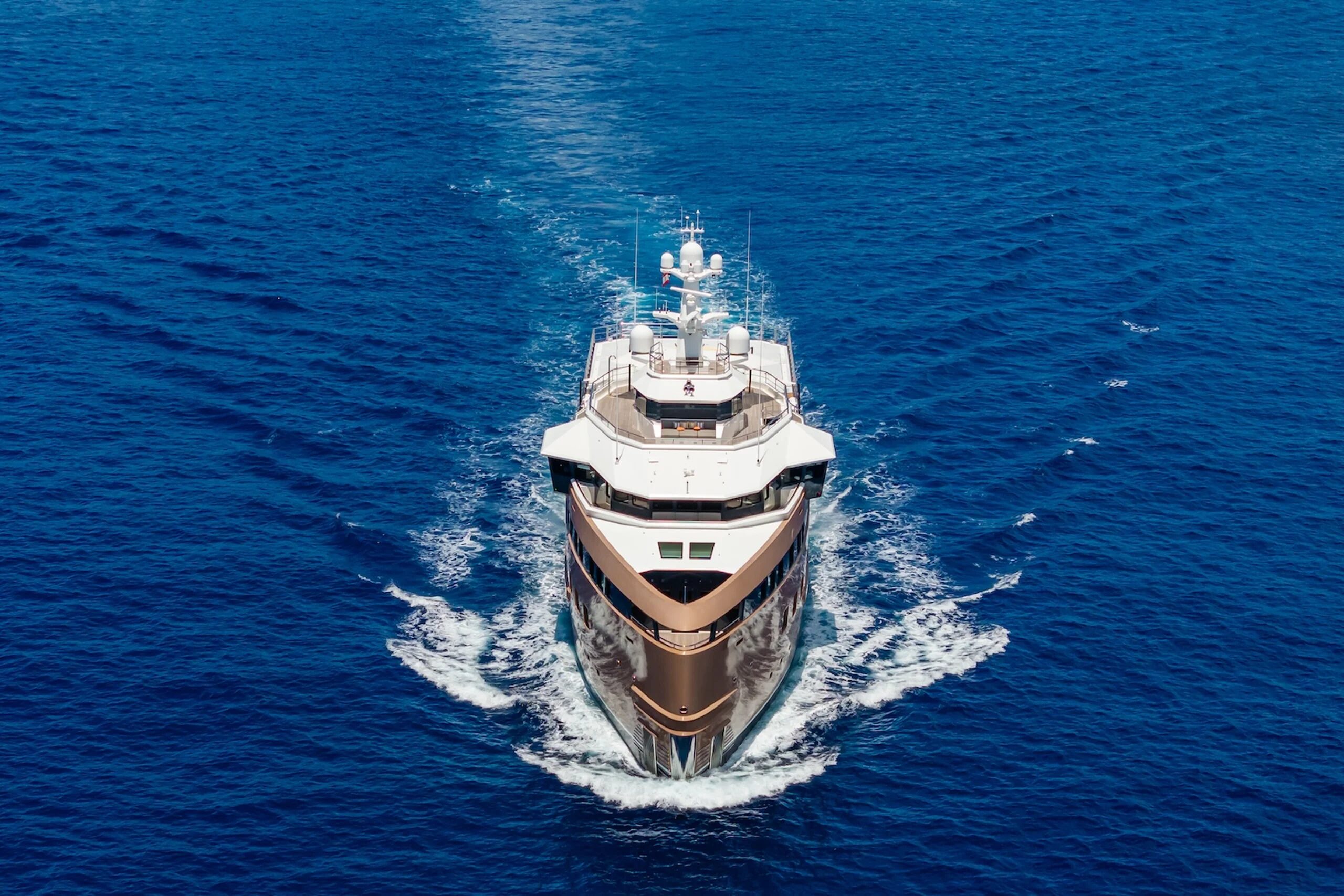 Super yacht surrounded by sea